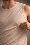 Erkek Flamlı Kumaş Sıfır Kolsuz Atlet Basic Spor Üst, Günlük Ve Fitness Kullanımına Uygun - Taş