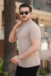Erkek Ince çizgi Dokulu Kısa Kollu T-shirt