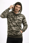 Erkek Kamuflaj Desenli 2 İplik 4 Mevsim Kapüşonlu Kanguru Cepli Hoodie Sweatshirt - Kamuflaj