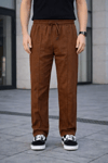 Erkek Keten Cepli Çıma Dikişli Jogger Buggy Pantalon Rahat Kalıp - Kahverengi