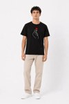 Erkek Kore Parmak Kalp Aşk Temalı Minimal Baskılı Tişört Yazlık Kısa Kol T-Shirt - Siyah