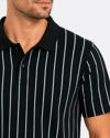 Erkek Pike Kumaş Çizgili Polo Yaka Tişört Kısa Kol Yazlık T-Shirt - Siyah