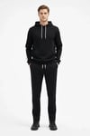 Erkek Şeritli Eşofman Takım Kapüşonlu Sweatshirt Boru Paça Alt, Oversize 3 Iplik Pamuklu - Siyah
