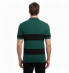 Erkek T-shirt Çizgili Triko Dokuma Kumaş Polo Yaka Yarım Fermuarlı Regular Kalıp Tişört - Çağla Yeşili
