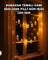Ev Dekoru İçin Ramazan LED Işık Pilli Sıcak Sarı Cami Figürlü