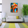 Flamingo, Turuncu ve Mavi Tonlarda Suluboya Tekniğinde Kanvas Tablo 50 x 70