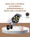 Güneş Enerjili LED Lamba + Güvenlik Kamerası Görünümlü– 5-8 m Hareket Algılamalı, Beyaz Işık