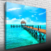İskele ve Turkuaz Deniz Kanvas Tablo 50 x 70