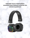 Kablosuz RGB Işıklı Katlanabilir Bluetooth Kulak Üstü Kulaklık