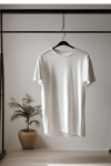 Kadın Bisiklet Yaka Oversize T-shirt Kırık Beyaz