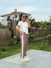 Kadın Modal Dokulu Kumaş Yanı şeritli Takım