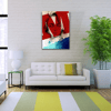Kadın Silueti, Kırmızı. Mavi ve Beyaz Tonlarda, Kanvas Tablo 50 x 70