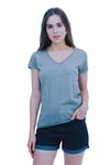Kadın V Yaka Basic Pamuklu T-Shirt Siyah