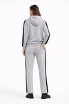 KADIN Yandan Şeritli Eşofman Takım Kapüşonlu Sweatshirt Boru Paça Alt, Oversize 3 Iplik Pamuklu - Gri