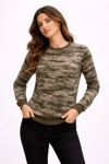 Kamuflaj Desenli 2 İplik 4 Mevsim Uzun Kollu Bisiklet Yaka Sweatshirt - Kamuflaj
