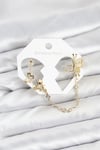 Kelebekli Model Pirinç Gold Renk Zincir Bağlantılı Ear Cuff Küpe Seti