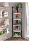 Kitaplık Çiçeklik 6 Raflı Beyaz Çok Amaçlı Stand Altı Bölmeli 160*30*43