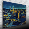 Köy Silueti Mavi Tonlarda Kanvas Tablo 50 x 70