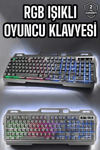 Led Işıklı  Klavye Usb Girişli RGB Işıklı Q Klavye Mouse Hediyeli