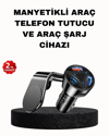 Manyetik Araç Telefon Tutucu ve Hızlı Şarj Adaptörü 2’li Set
