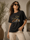 Motosiklet Baskılı Tişört Bisiklet Yaka Kısa Kol Yazlık T-Shirt - Siyah