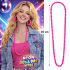 Neon Pembe Boncuk Kolye 80 cm – Retro 80’ler 90’lar Parti Aksesuarı