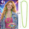 Neon Yeşil Boncuk Kolye 80 cm – Retro 80’ler 90’lar Parti Aksesuarı
