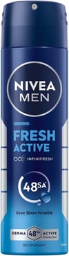 NIVEA MEN Erkek Sprey Deodorant Fresh Active 150ml, Ter ve Ter Kokusuna Karşı 48 Saat Deodorant Koruması