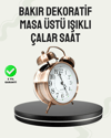 Nostaljik Büyük Boy Metal Masa Saati Bronz Kaplama ve Yüksek Sesli Alarm