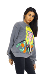 Önü Baskılı Bisiklet Yaka Kadın Sweatshirt