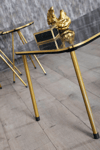 Orta Sehpa Beyaz Elips Gold Metal Ayak Gold