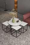 Orta Sehpa Ve Zigon Sehpa Oval Lüx 5'Li Set Beyaz