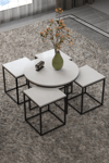Orta Sehpa Ve Zigon Sehpa Oval Lüx 5'Li Set Beyaz