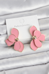 Pembe Mineli Lotus Model Pirinç Kadın Küpe