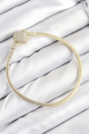 Pirinç Charm Zirkon Taşlı Kalp Model Gold Renk Kadın Bileklik