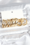 Pirinç Gold Renk 3 Çift Vintage Kadın Küpe Seti