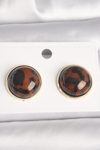 Pirinç Gold Renk 3D Daire Leopar Model Kadın Küpe