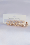 Pirinç Gold Renk Oval Küpe Seti