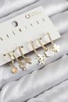 Pirinç Zirkon Taşlı Hello Kity Ve Yonca Model Gold Renk 6'lı Küpe Set