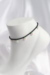Siyah Renk Boncuklu Papatya Motifli Halhal