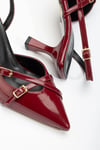 ST-005 Bordo Rugan Günlük 7 cm Topuklu Bayan Ayakkabı