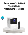 Taşınabilir Akıllı 1080P Projektör – 64GB Hafıza, 2GB RAM, Full HD Görüntü, Kumandalı