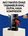 Taşınabilir Akü Takviye ve Akıllı Lastik Şişirme Pompası