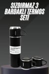 Termos Seti Paslanmaz Çelik 3 Bardaklı Vakumlu Termos Set 500 Ml 12 Saate Kadar Isı Koruma