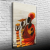 Turuncu ve Gri Tonlarda Afrika Yerli Kadınlar Kanvas Tablo 50 x 70