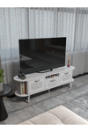 Tv Sehpası Mira Gümüş 5033 Beyaz 160 Cm 35 Cm 50 Cm