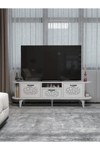 Tv Sehpası Mira Gümüş 5033 Beyaz 160 Cm 35 Cm 50 Cm
