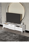 Tv Sehpası Tv Ünitesi 160 Cm Gümüş Beyaz Mistral 5073