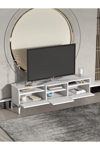 Tv Sehpası Tv Ünitesi 160 Cm Gümüş Beyaz Mistral 5073