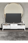 Tv Sehpası Tv Ünitesi 160 Cm Gümüş Beyaz Mistral 5073